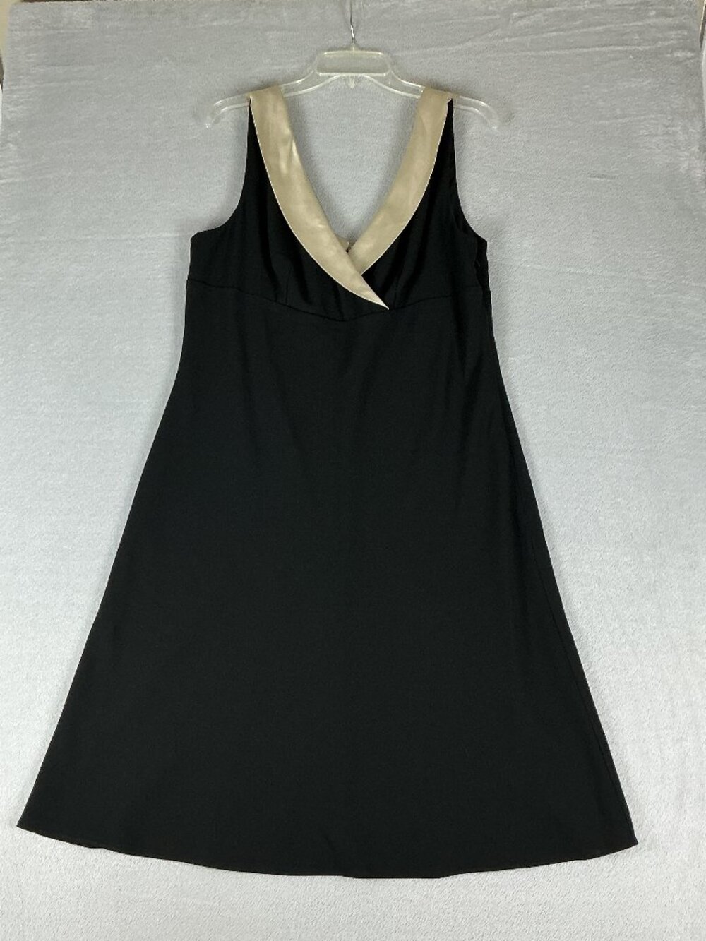 Ann Taylor Women's Size 16 Black Ivory Tuxedo Dress A-Line V-Neck Sleeveless